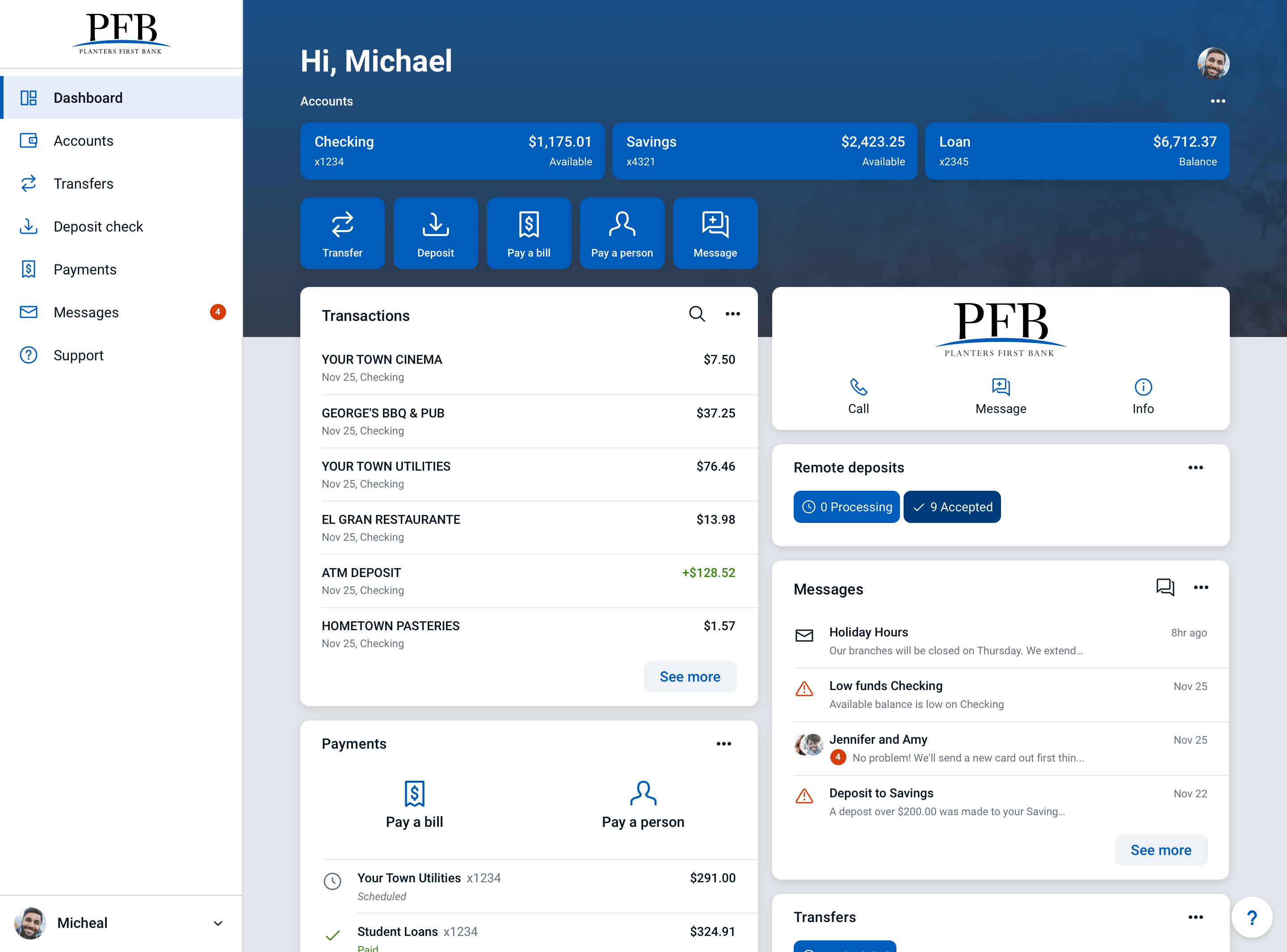 New Online Banking Dashboard